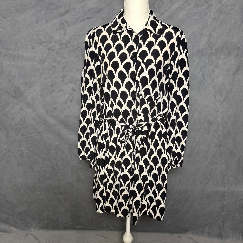 Zara Size M Black White Mini Shirt Dress Clean Girl Old Money Chic Style